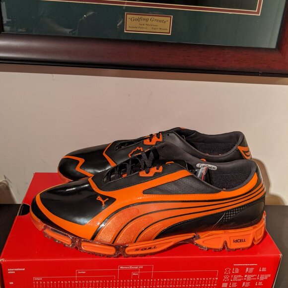 Puma Amp Cell Fusion SL Golf Shoes - Black/Vibrant Orange Size 11 (New) - Picture 4 of 10